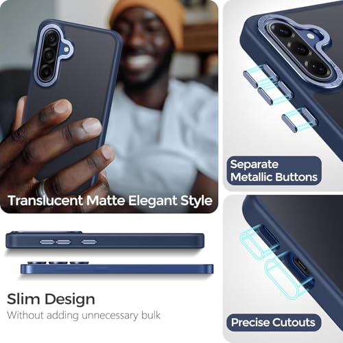 Image of DIZORO Matte Case for Samsung A26 5G Translucent Frosted Hard Back Phone Case Anti-Fingerprint Anti-Slip Shockproof Protective Case Cover for Samsung A26 5G Navy Blue