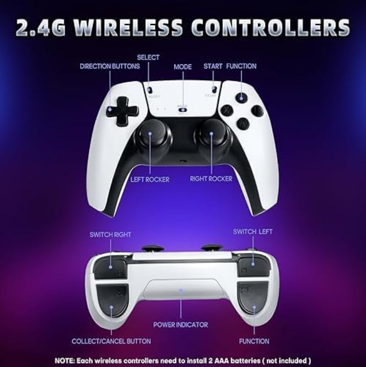 M15 4K Ultra HD Wireless TV Video Game Console | HDMI Plug & Play Game Stick with Dual Controllers | 2.4G Wireless Game Console for Classic Entertainment 4