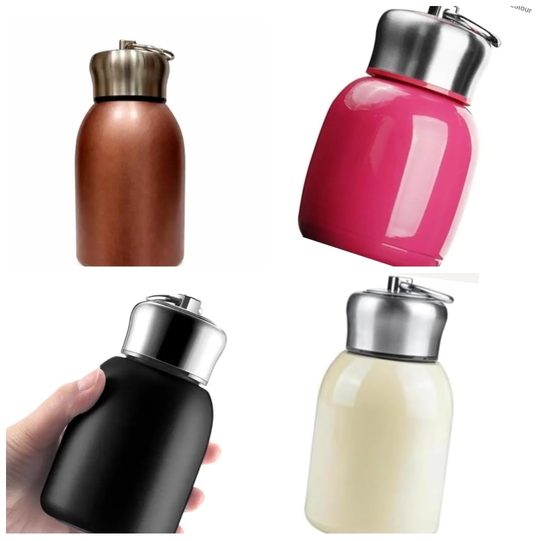 Mini Vacuum Insulated Tumbler Small Stainless Steel Thermal Bottle Cup Travel Mug 300ml Random Colour Will be Sent Silver White Cream or Black Pink Golden-image-6