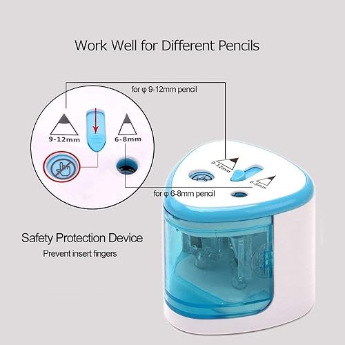 Miniatura 2 de Sacapuntas Sacapuntas eléctricos para niños, automático pequeño, funciona con pilas, sacapuntas de doble agujero, para artista, aula, escuela,