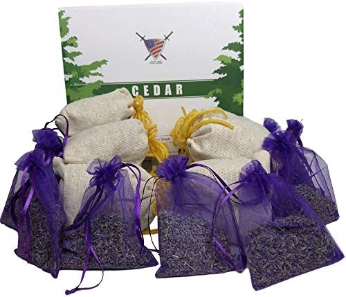 Lavender Sachet and Cedar Bags - Moth Repellent Sachets (20 Pack) Home Fragrance for Drawers and Closets. Natural Clothes Moths Repellant Dried Lavendar Flowers and Cedar Chips with Long-Lasting Aroma