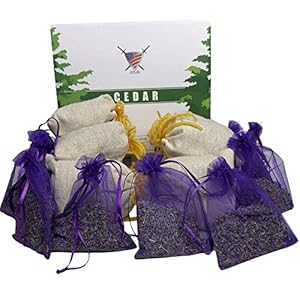 Lavender Sachet and Cedar Bags – Moth Sachets (20 Pack) Home Fragrance for Drawers and Closets. for Natural Clothes Moths, Dried Lavendar Flowers and Cedar Chips with Long-Lasting Aroma