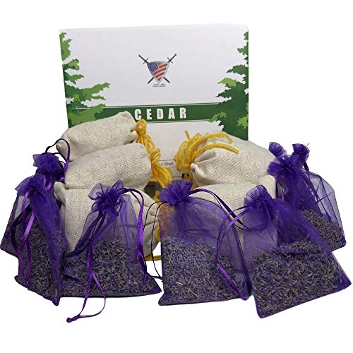 Lavender Sachet and Cedar Bags – Moth Sachets (20 Pack) Home Fragrance for Drawers and Closets. for Natural Clothes Moths, Dried Lavendar Flowers and Cedar Chips with Long-Lasting Aroma