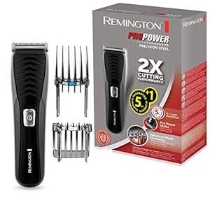 Remington Haarschneidemaschine HC7110, (LED-Ladekontrollanzeige, Edelstahlklingen, 17 Längeneinstellungen + 2 Aufsteckkämme, Netz-/Akkubetrieb, Lithium) Haarschneider ProPower Precision, Schwarz