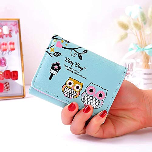 Unique Owl Cartoon Faux Leather Trifold Wallet Cash Coin Small Purse Card Holder for Women & Girls2