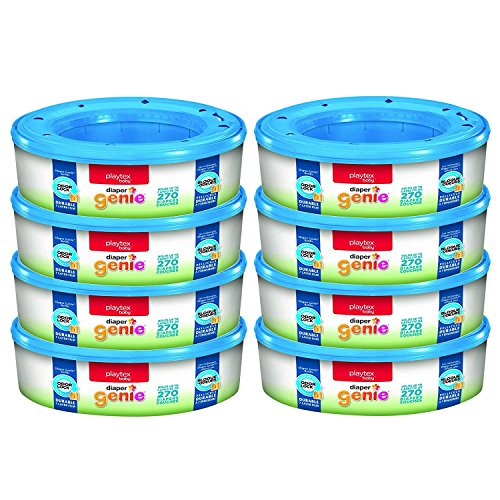 Image of Diaper Genie Bags Refills 270 Count (Pack of 8) with Max Odor Lock | Holds Up to 2160 Newborn Diapers