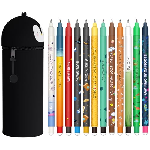 Kawaii Escolar Blanda 2 en 1 - Bolígrafos de gel borrables (Erasable Pen Stationery Set6)