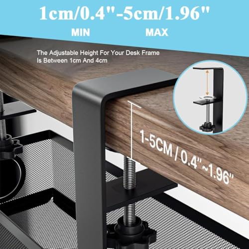 Image of Shantanu Adjustable Under Desk Cable Organizer Rack (Black) - Metal Wire Management Tray for Power Strips, Extension Cords & Cables - Clamp-On or Screw-Fixed Desk Holder for Home & Office Tray