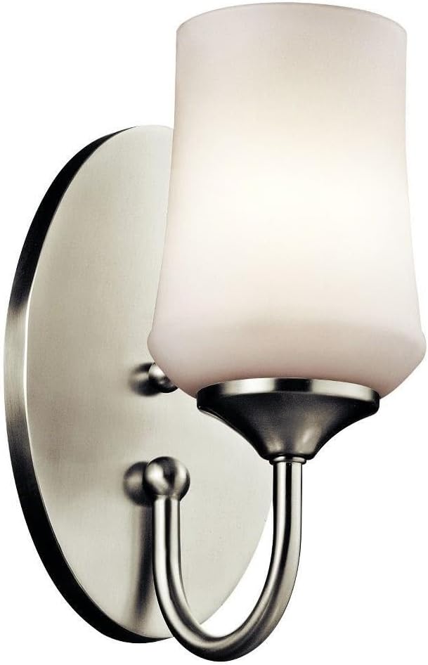 Kichler Aubrey 10.75" 1 Light Wall Sconce with Satin Etched Cased Opal in Brushed Nickel