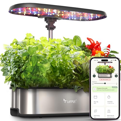 LetPot LPH-SE Hydroponics Growing System, 12 Pods Smart Herb Gard...