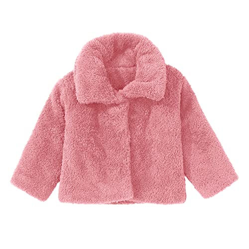 Fleeve Coat for Baby Boys Girls Long Sleeve Lapel Collar Thick Fuzzy Short Jacket Winter Warm Windproof Outwear