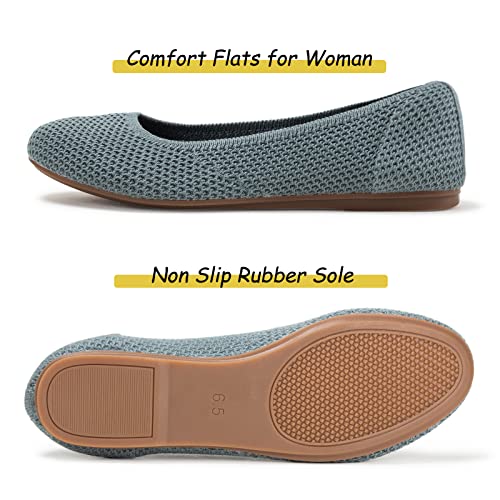 Image of Frank Mully Women's Ballet Flat Shoes Knit Dress Shoes Round Toe Slip On Ballerina Flats for Woman Low Wedge Comfort Soft