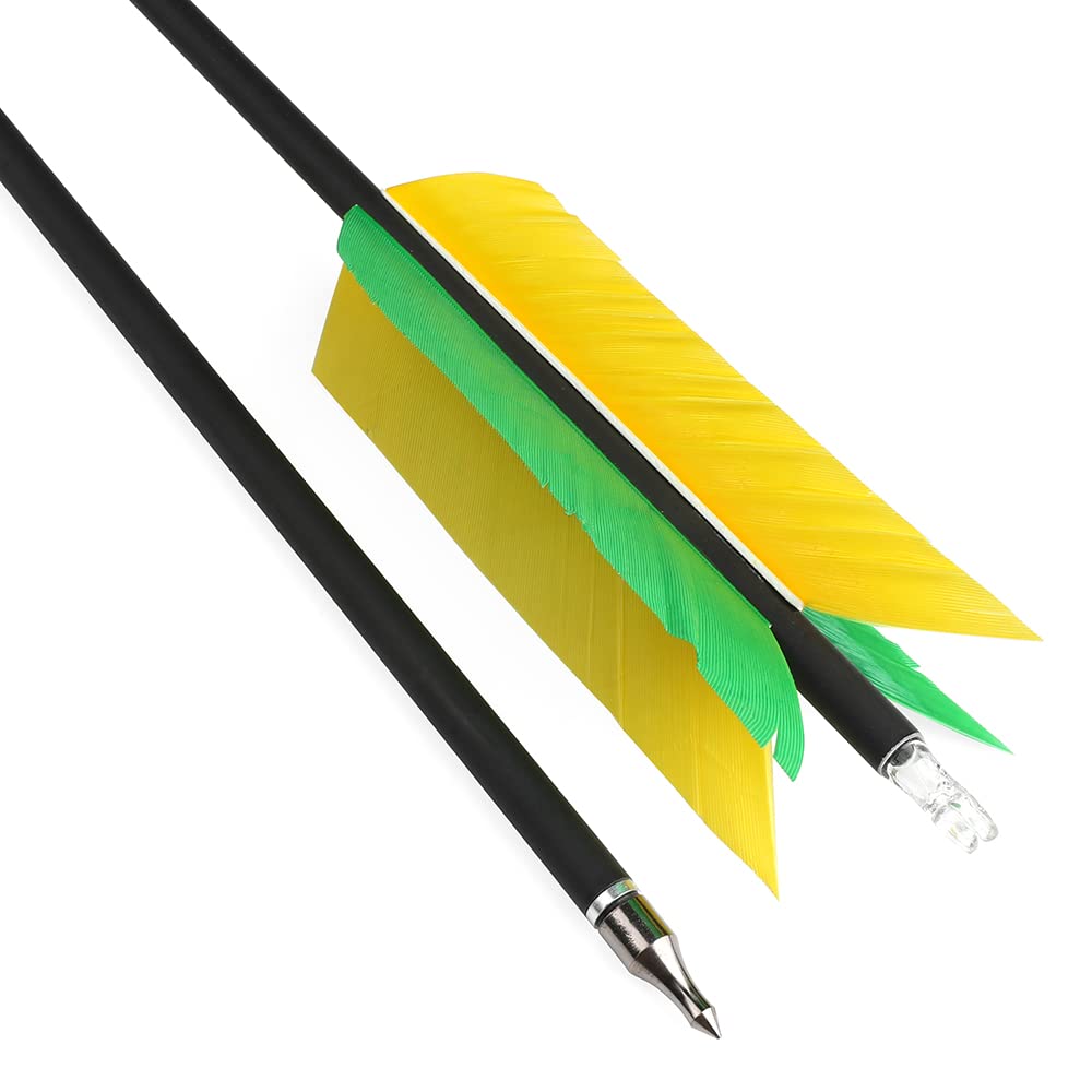 12 Stück 30 Zoll Carbonpfeil Flu-Flu Pfeil mit 4pcs Truthahnfedern Befiederung 500 Spine Jagd Zielpfeil für Bogenschießen Compound Bogen Recurve Bogen