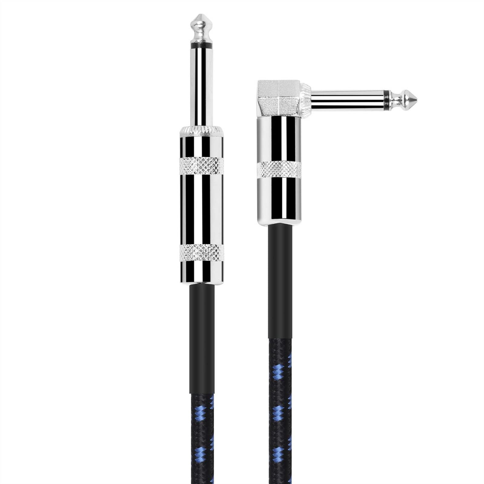 Cavo Strumenti Chitarra 6.35mm 6.3mm Cavo 1/4 Angolo Retto A Dritto per Miscelatore, Sistemi di Altoparlanti (Color : Blue, Size : 2M)