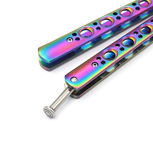 Htomt Butterfly Stainless Steel Training Balisong Practice Tool, Tactical Folding Blade Practice Trainer For Cs Go Training Dull Blade Safe Gifts For Men Boys(Rainbow) #TOP5