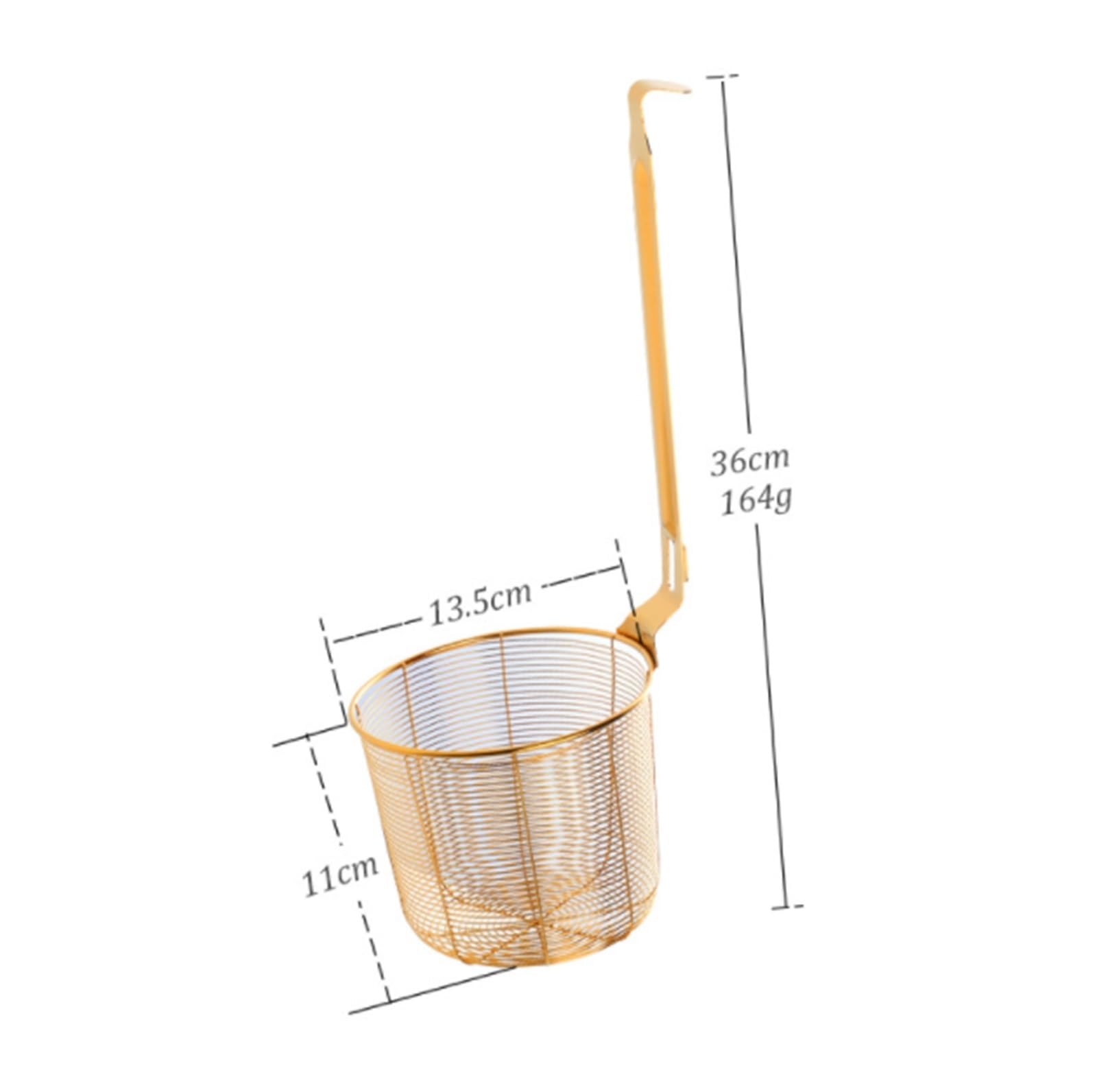 Sitko Kuchenne Durszlak Makaron Kosz Do Smażenia Restauracja Narzędzia Kuchenne Długi Uchwyt Sitko Łyżka Spustowa Łyżka Do Odcedzania(Gold,13cm)