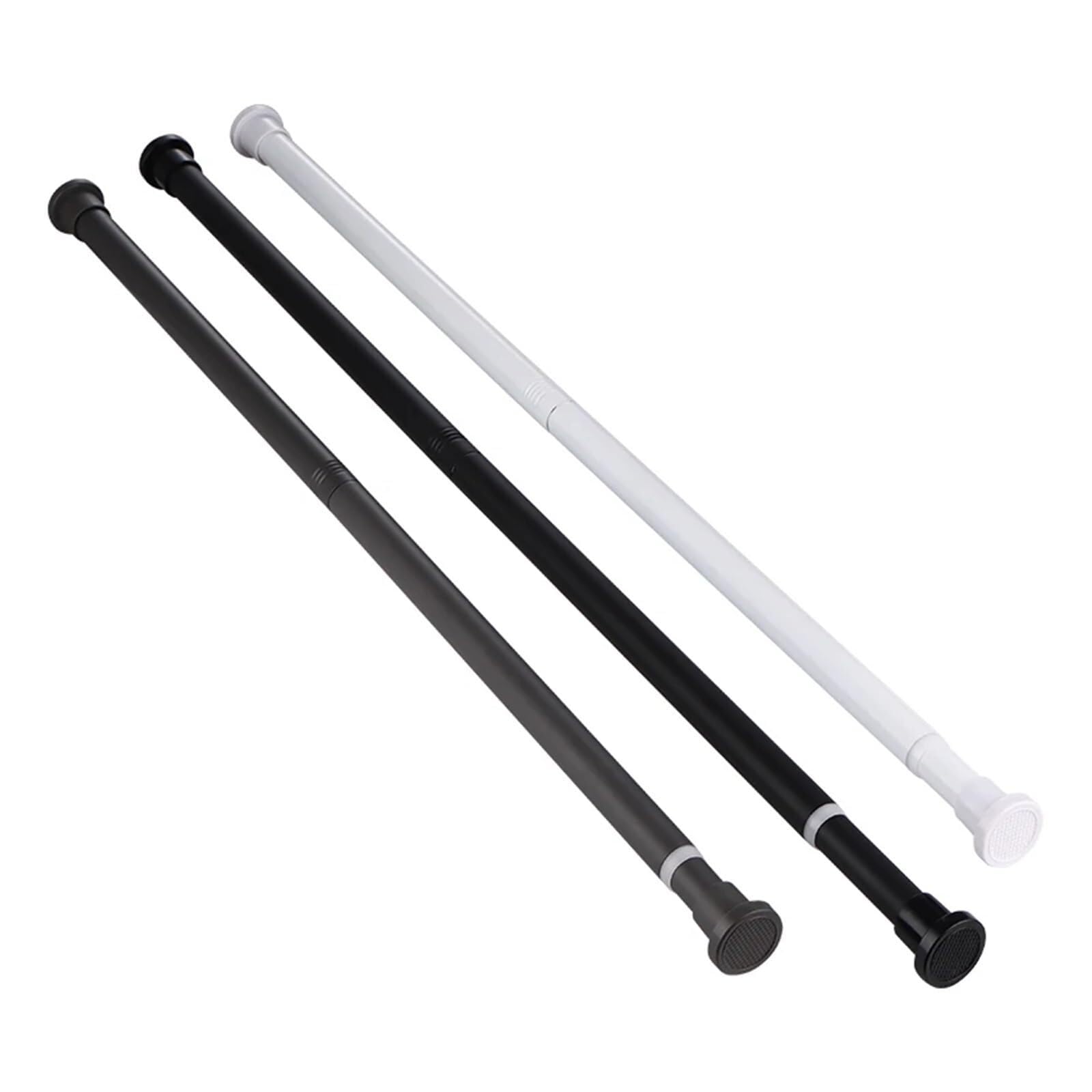 Tension Rod Adjustable Stainless Steel Shower Curtain Rod Telescopic No-Drill Clothes Drying Rack(White80-240cm)