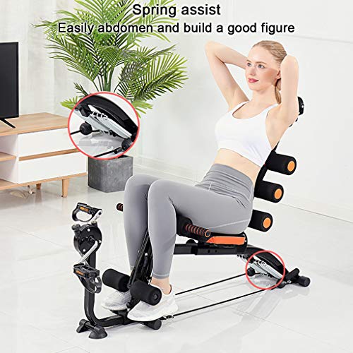 Abdominal Trainers, Multi-Function Sit Up Bench Adjustable Workout Bench Fitness Equipment Twisting Machine Stepper Spinning Bike Elliptical Trainers (Black)