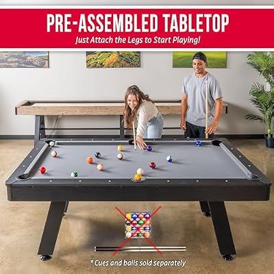 GoSports 7 and 8 ft Pool Tables with Wood Finish - Gray, Black, or Green Felt - Billiards Game Room Table for Adults & Family - Accessories Not Included