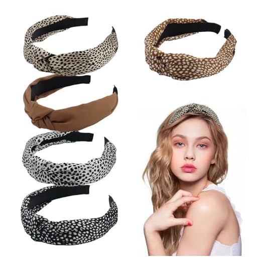 CYIOU 5 Pièces Bandeaux pour Femmes Serre Tete Antidérapants Bandeau Imprimé Léopard Bandeaux Mode pour Femmes Bandeau Imprimé Vintage Convient Aux Femmes et Aux Jeunes Filles