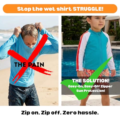 Image of SwimZip Boys' Long Sleeve Rash Guard & Swim Shorts Set - UPF 50+ Sun Protection