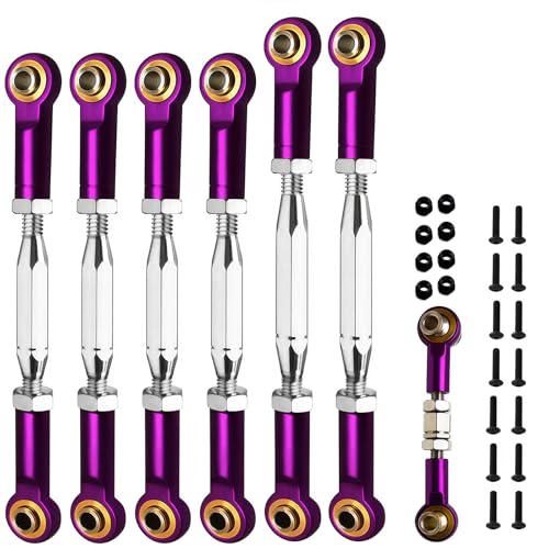 (2025 Upgrade) Adjustable Stainless Steel Turnbuckles/Camber Link for 1/10 Traxxas 4X4/2WD Slash VXL,Rustler VXL,Stampede VXL,Hoss 4X4 RC Car Hops Up Parts(Purple)