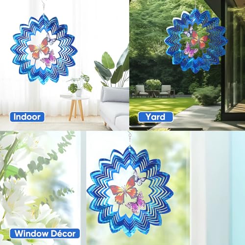 Leisuremix Wiszące dzwonki wietrzne 3D do użytku na zewnątrz, 30 cm, do ogrodu, odporna na warunki atmosferyczne, stal nierdzewna, dekoracja ogrodowa, dekoracja okienna, motyl