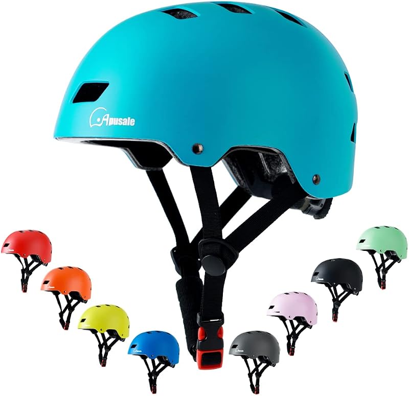 Casco de monopatín para bicicleta, 3 tamaños para adultos, jóvenes, niños, mujeres, hombres, niños y niñas | Casco certificado multideporte para patín de bicicleta scooter, casco ventilado ligero ajustable