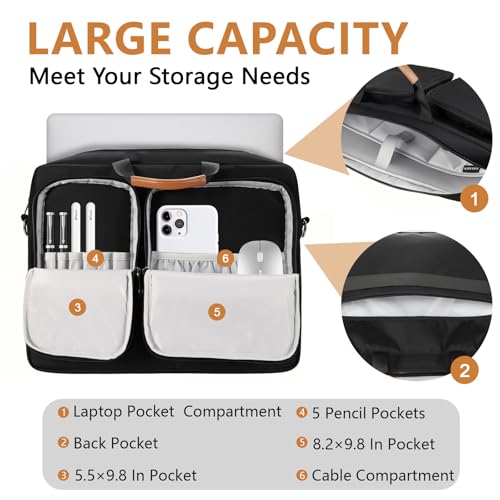 Maletín para portátil 15.6-16 pulgadas impermeable negro miniatura 5