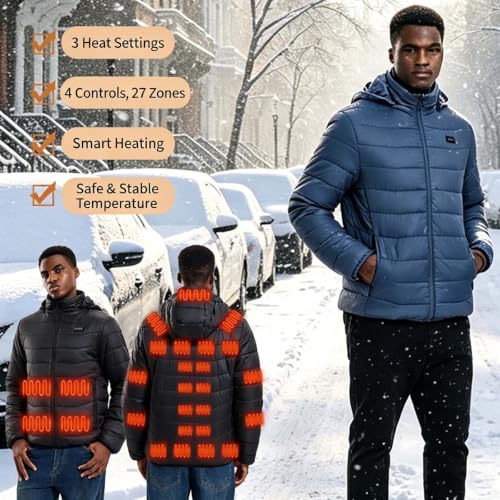 Heated Jacket for Men 27 Heating Zones and 3 Levels Coat with Pocket - image 5