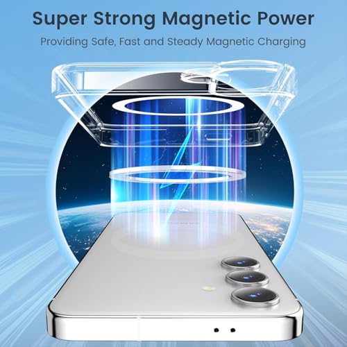 Image of Magnetic Silicone Case for Samsung Galaxy S25 5G Compatible with MagSafe, Shockproof Phone Bumper Cover, Anti-Scratch Clear Back (Clear)