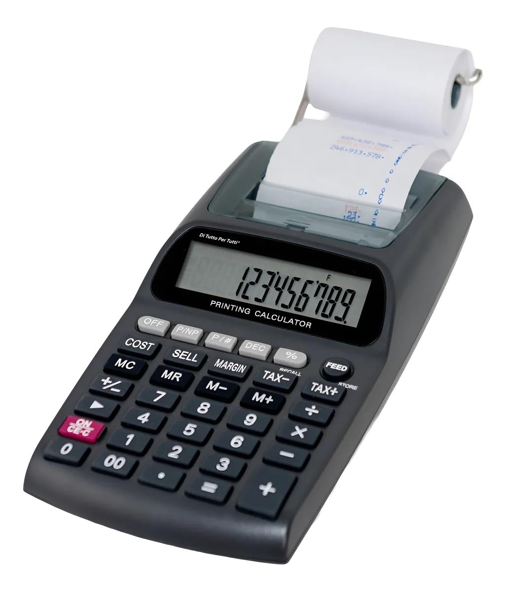 Di Tutto Per Tutti® Calcolatrice scrivente,con Stampante per scontrini Non fiscale con Display LCD a 12 cifre per aziende, Negozi, attività Dimensioni: 19 x 9,5 cm