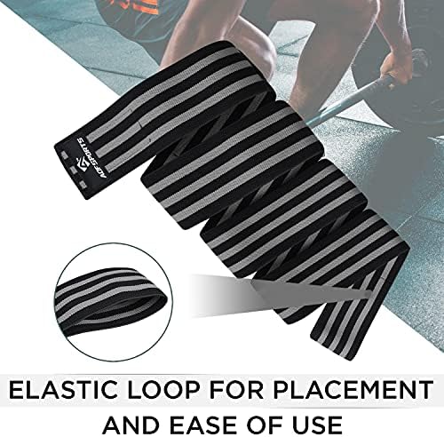 AQF Knee Wraps Weight Lifting Bandage Heavy Duty Elasticated Support Straps Guard Powerlifting, Squatting (Blk & Gry)