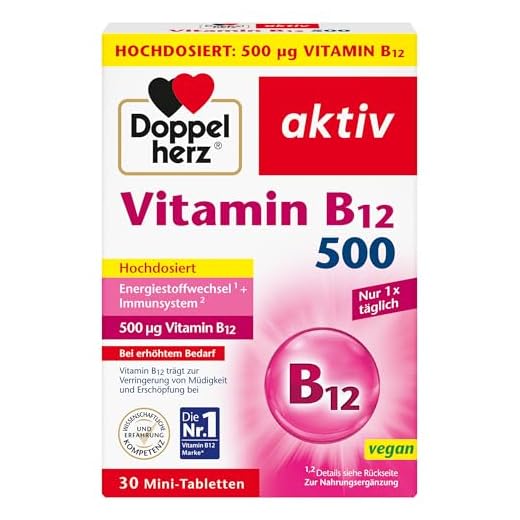 Doppelherz Vitamin B12 500 - Hochdosiert mit 500 µg Vitamin B12 pro Tablette - vegan - 30 Mini-Tabletten