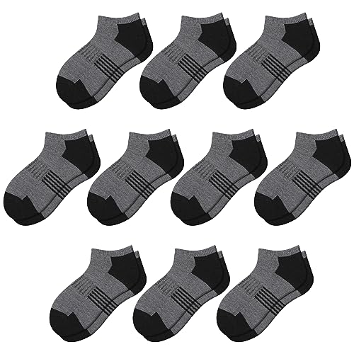 Comfoex 10 Pairs Boys Socks Low Cut Ankle Socks For Kids 8-10 4-6 6-8 Years Old Short Athletic Socks With Cushioned Sole cover