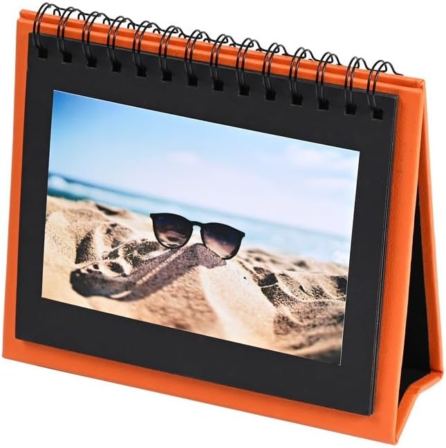 Travel Growth Commemorative Book ﻿ Self Adhesive Photo Album Calendar Adhesive Desktop Decoration Memorial Album Applicable to photos, receipts, star cards, etc(Orange)