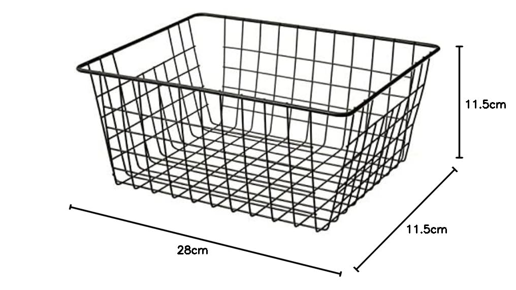 Cesta de Metal Negra organizadora con Rejilla de 28x21,50x11,50 cm