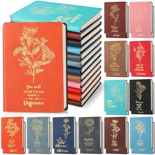 24 Pcs Christmas Thank You Appreciation Gifts for Women Teacher Mini Notebooks Bulk A6 Pocket Small Journals Tiny College Ruled Lined Notebook for Student Teacher School Xmas(Stylish Color)