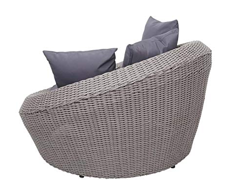 Mendler 4-1-1 Poly Rattan Garnitur HWC-F88, Lounge-Set Sofa, halbrundes Rattan Alu-Gestell oval - grau, Kissen… – Bild 7