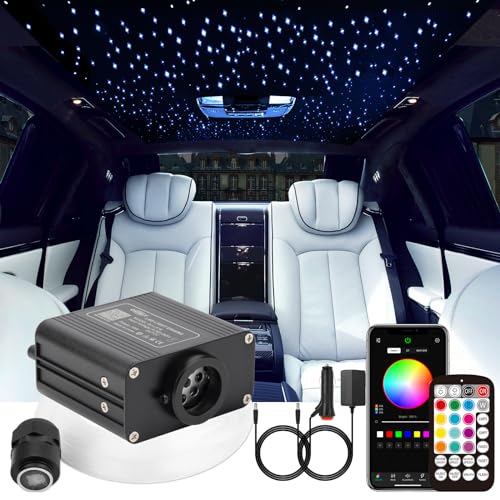 Image of CHINLY Twinkle 460pcs 9.8ft 0.03in Fiber Optic Lights Starlight Headliner kit, Music Mode Bluetooth APP Control Remote, RGBW Star roof Lights for Star Headliner /Home Theater /Pool Ceiling