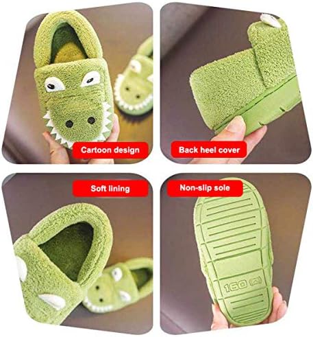 Sakuracan Toddler Boys Girls House Slippers Cartoon Dinosaur Warm Home Shoes Indoor Bedroom(6-6.5 Toddler, A-Green) | Image 5