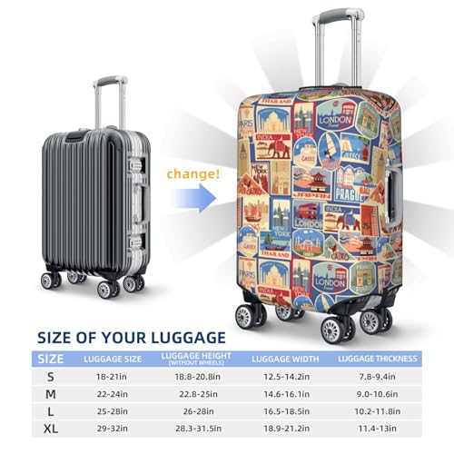 VOSERY Travel Luggage Cover - Set Of Travel Vintage Washable Suitcase Covers Protector Fits 18-32 Inch Luggage4