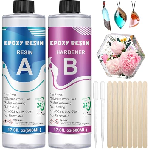 OFCIIN Epoxidharz Set Anfänger 1000ml, Glasklar Epoxy Resin harz Gießen...