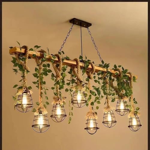 Lustre suspension rétro créatif avec plantes et 8 points lumineux - 7
