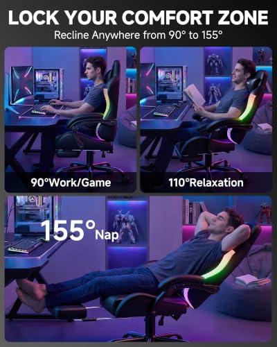 Image of GTPLAYER Gaming Chair, Computer Game Chair for Adults, RGB Black