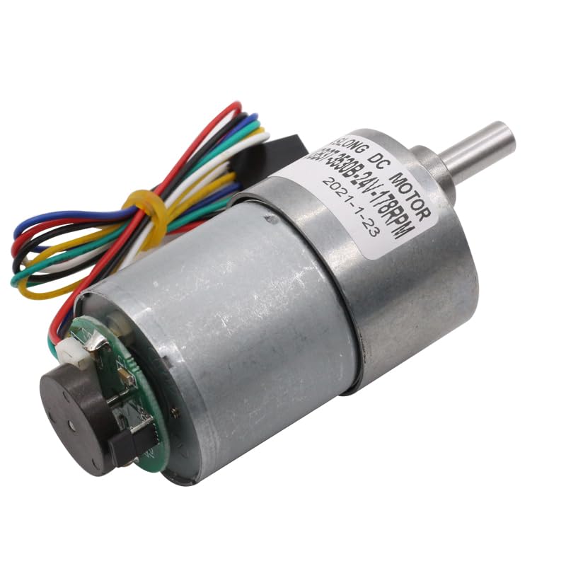 AOLONG For JGB37-3530B 12v 24v High Torque Low Rpm Permanent Magnet Mini Micro DC Gear Motor With Encoder For Testing Speed - (Speed(RPM): 111, Voltage(V): 24V)