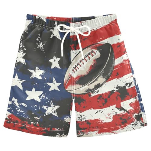 Boys Beach Board Shorts Sport America Flag Rugby Swim Trunk Teen Swimwear