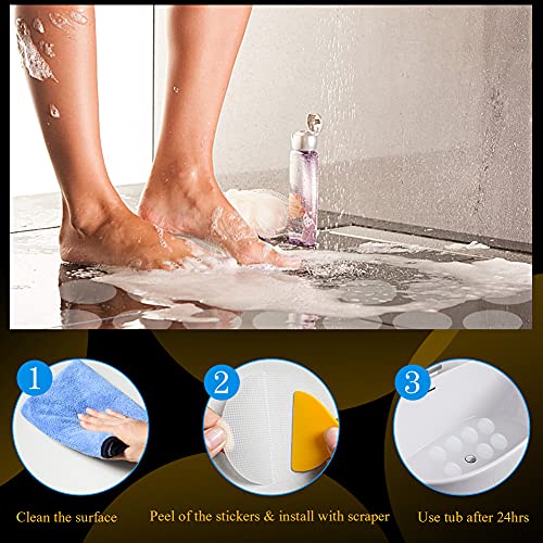 Daskfire Bath Tub Stickers, Non Slip Bathtub Treads, Anti Slip Shower Sticker, Safety Discs Decals Tape For Slippery Tubs Showeroom Floor Stairs(Slip Resistant Decals, Clear, 3.2" X 24 Pack) #TOP2