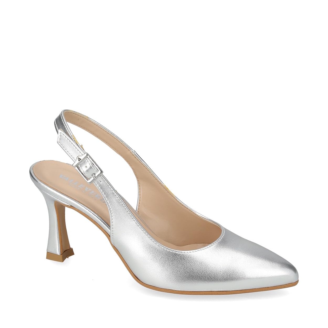 Valleverde 19101B Slingback Cerimonia Donna Pelle Laminata Tacco Stiletto 8Cm Suola Gomma