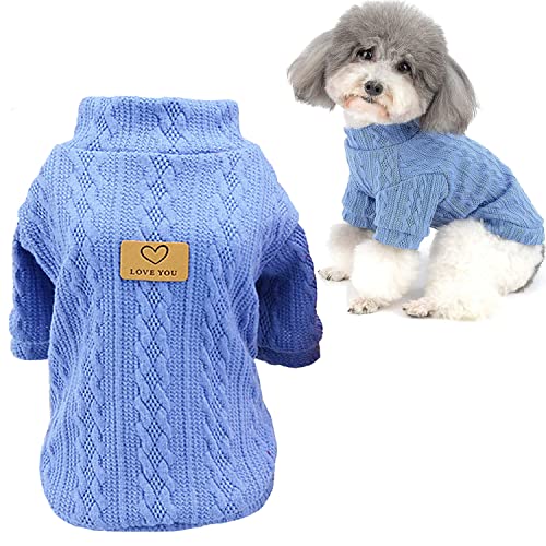 Tengcong 犬服 犬用 セーター 春 秋 冬 ニット セーター 犬用コスチューム 犬服 セーター 洋服 猫 ドッグウェア 防寒着 暖かい 可愛い おしゃれ 小型犬 中型犬 (S, ブルー)